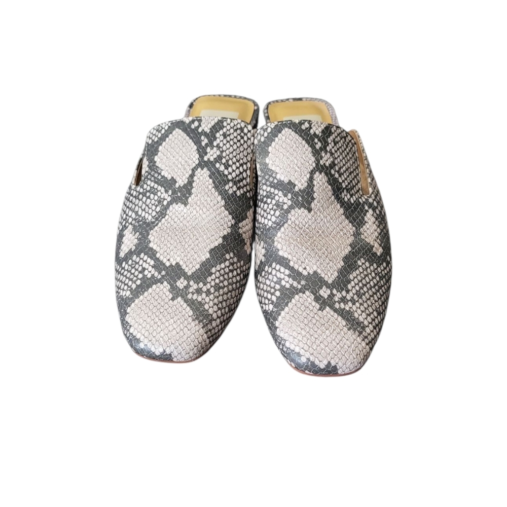 Dolce Vita Black and White Mules with Reptilian Print